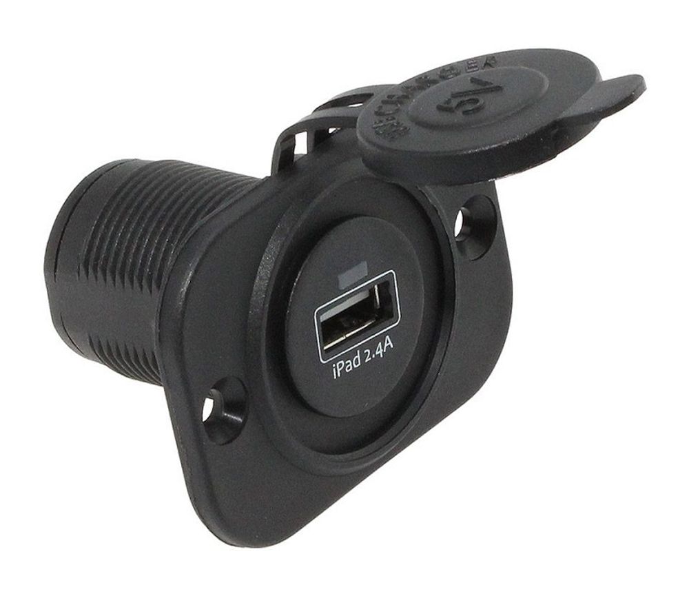 Разъем USB 5 В, 2.4 А, на панель, черный