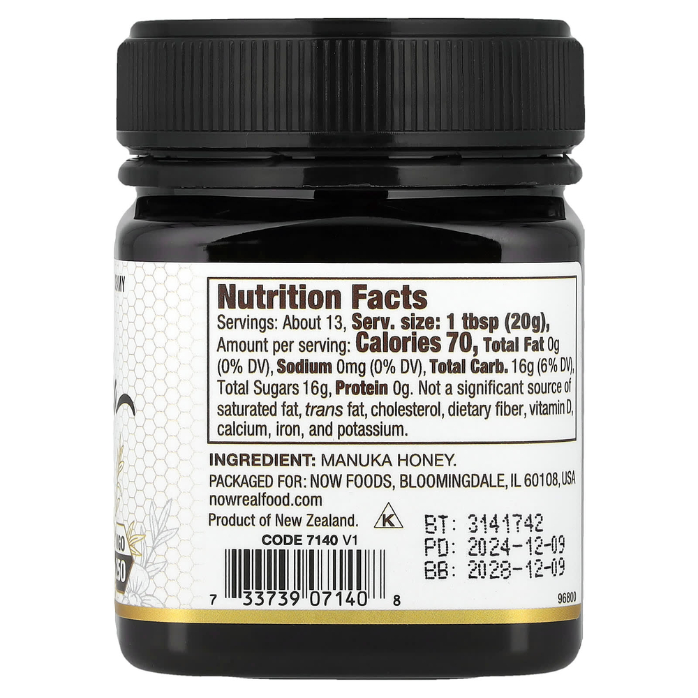 NOW Foods, Real Food, мед манука, MGO 250, 250 г (8,8 унции)