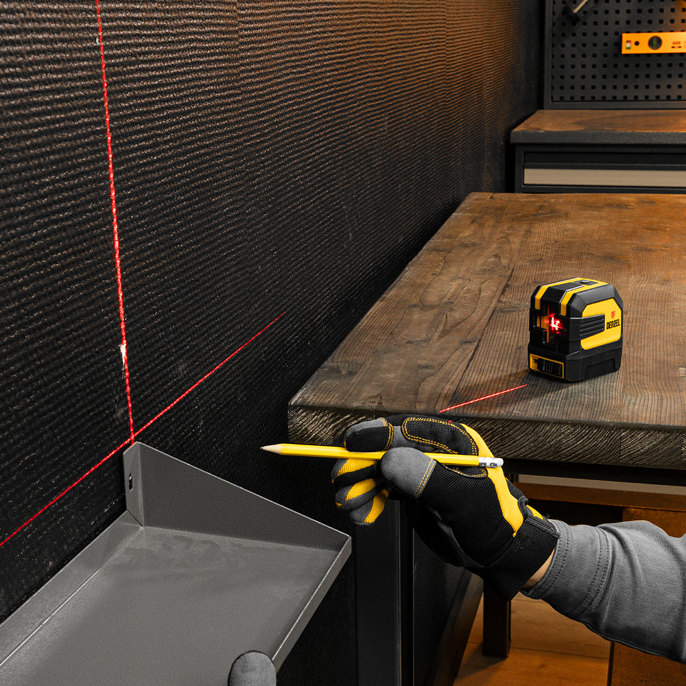 Лазерный уровень LX 02 Red, 20 м, 635 нм, резьба 1/4" Denzel