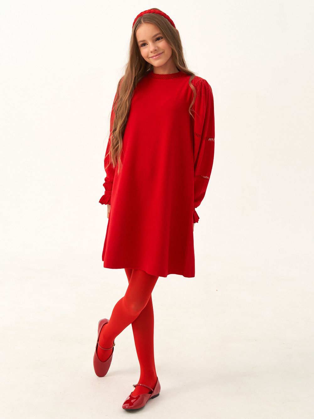 Платье для девочки с длинным рукавом AT1039 красный