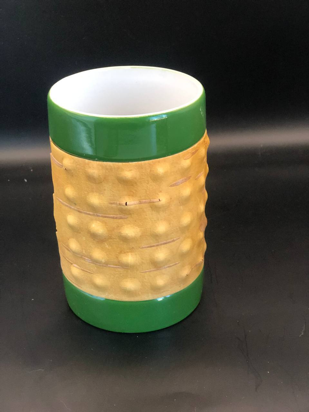 Кружка большая фарфоровая без ручки с берестой. Коллекция Dots (Пупырышки или Точки)