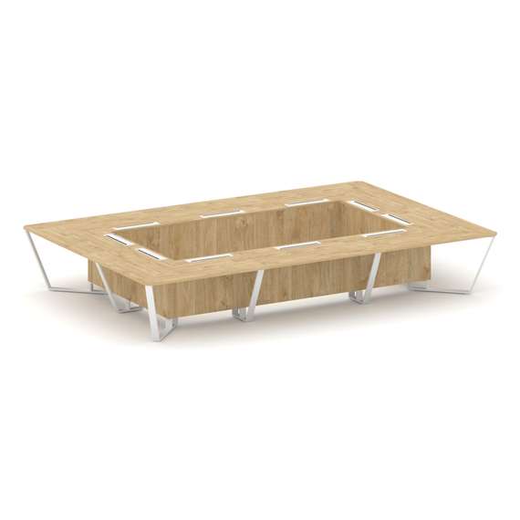 Steel Meet Стол переговорный прямоугольный KDK-PR.B.SP-20K Тиквуд Светлый/Металл Белый 4800*3200*750