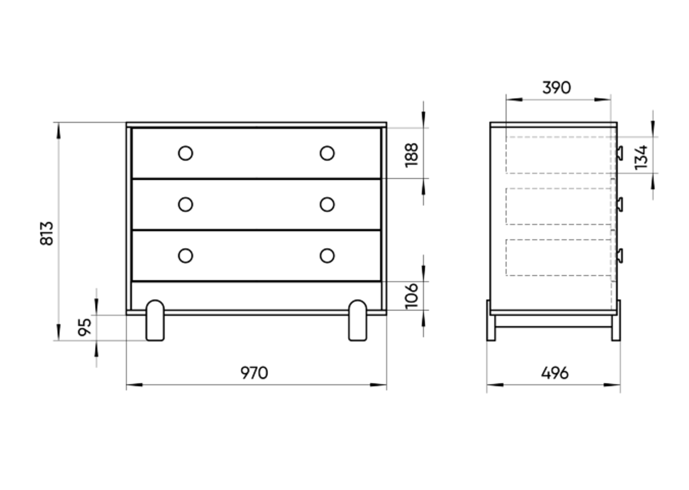 Комод Ice-cream 3 ящика (розовый)