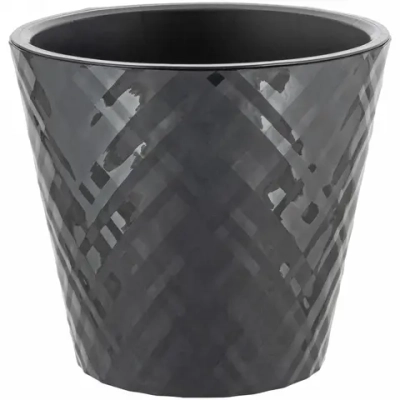 Горшок для цветов пластиковый 1,6л d-16см «Manhattan» c дренажной вставкой, оникс