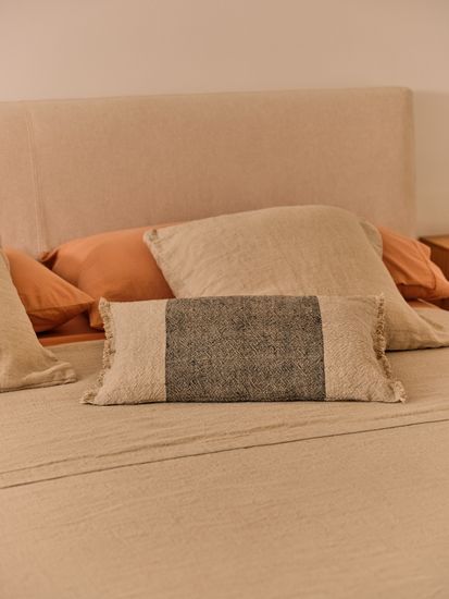 Blok Кровать бежевая со съемными чехлами для матраса 160 х 200 см