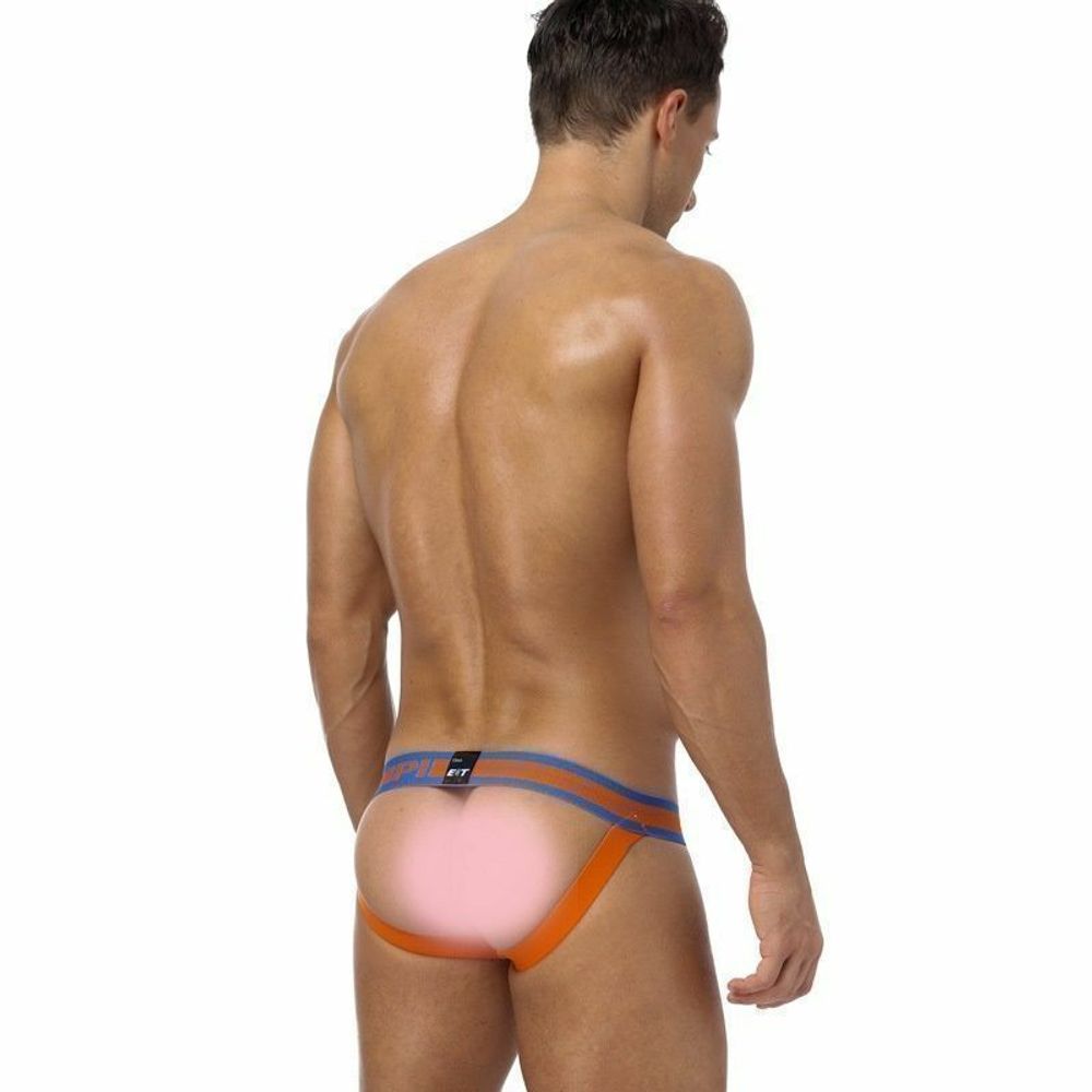 Мужские трусы джоки синие с оранжевым Pump Blue- Orange Jock H96