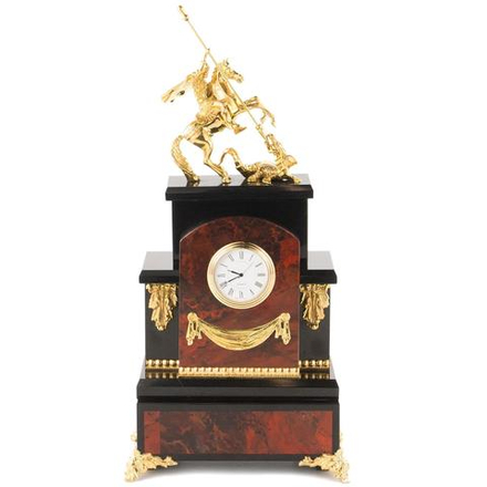 Каминные часы "Георгий Победоносец" яшма 185х125х380 мм 6000 гр.  R113059