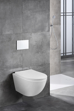 Унитаз подвесной Azario Trevi 495х360х390 безободковый, слив "Скрытое Торнадо", в комплекте с сидением микролифт, белый (AZ-0093UQ3)