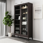 Шкаф со стеклянными дверцами  - REGISSÖR IKEA/ РЕЖИССЕР/РЕЖИСЁР ИКЕА, 118x203х38 см, черный/прозрачный