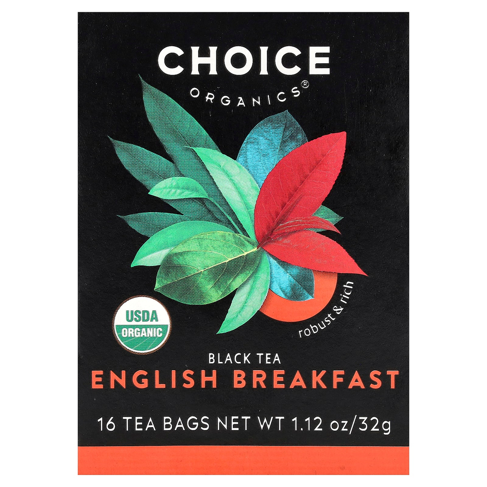 Choice Organics, Black Tea, English Breakfast, 16 чайных пакетиков, 32 г (1,12 унции)