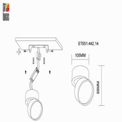 ST651.442.14 Светильник потолочный поворотный Черный LED 1*14W 4000K 1 100Lm Ra&gt;90 120° IP20 D105xH88 170-240VV