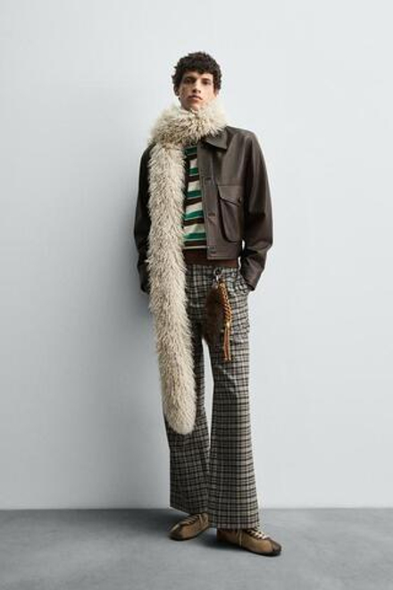 ZARA HARRY LAMBERT X DISNEY КОЖАНАЯ КУРТКА, ТЕМНО-КОРИЧНЕВЫЙ