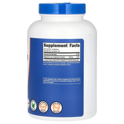 Nutricost, цитрат магния, 420 мг, 240 капсул (105 мг в 1 капсуле)