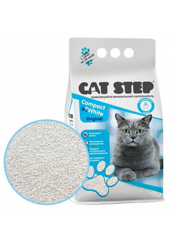 CAT STEP Compact White Original Наполнитель комкующийся минеральный 10 л