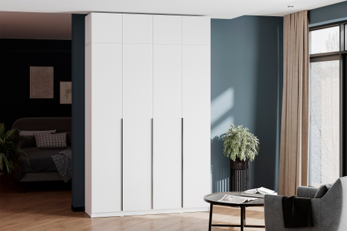 Шкаф 4-х створчатый Лайт с антресолью белый текстурный