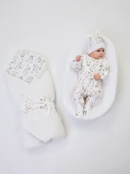 Летний конверт плюшевый на выписку для новорожденного