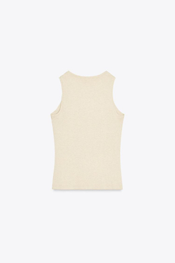 ZARA ТОП БЕЗ РУКАВОВ, СВЕТЛО-ПЕСОЧНЫЙ