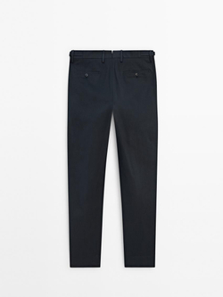 Massimo Dutti Костюмные брюки из смесового хлопка, темно-синий