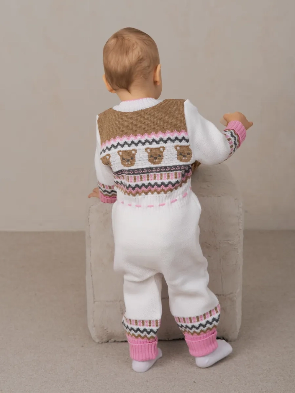 Вязаный комбинезон для новорожденных и малышей на молнии