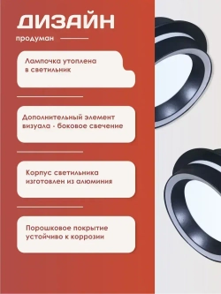 Светильник встраиваемый потолочный точечный GX53 чёрный Макс.15W