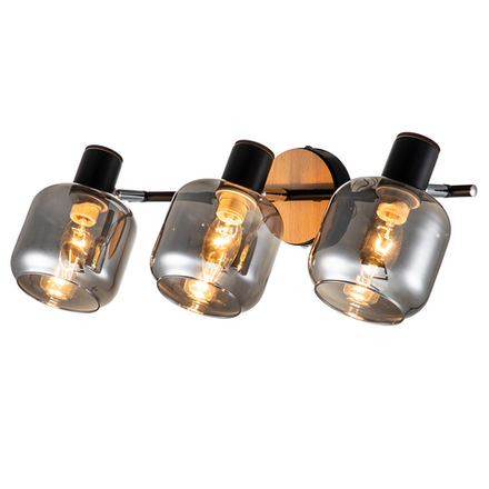 Настенный светильник 3x40Вт E14, металл/дерево/стекло, черный