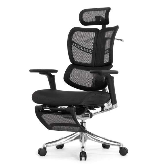 Кресло EXPERT 2 FLY RFYM 01 (сидение MAX с подножкой, подлокотник 6D(360), сетка черн/каркас черн)