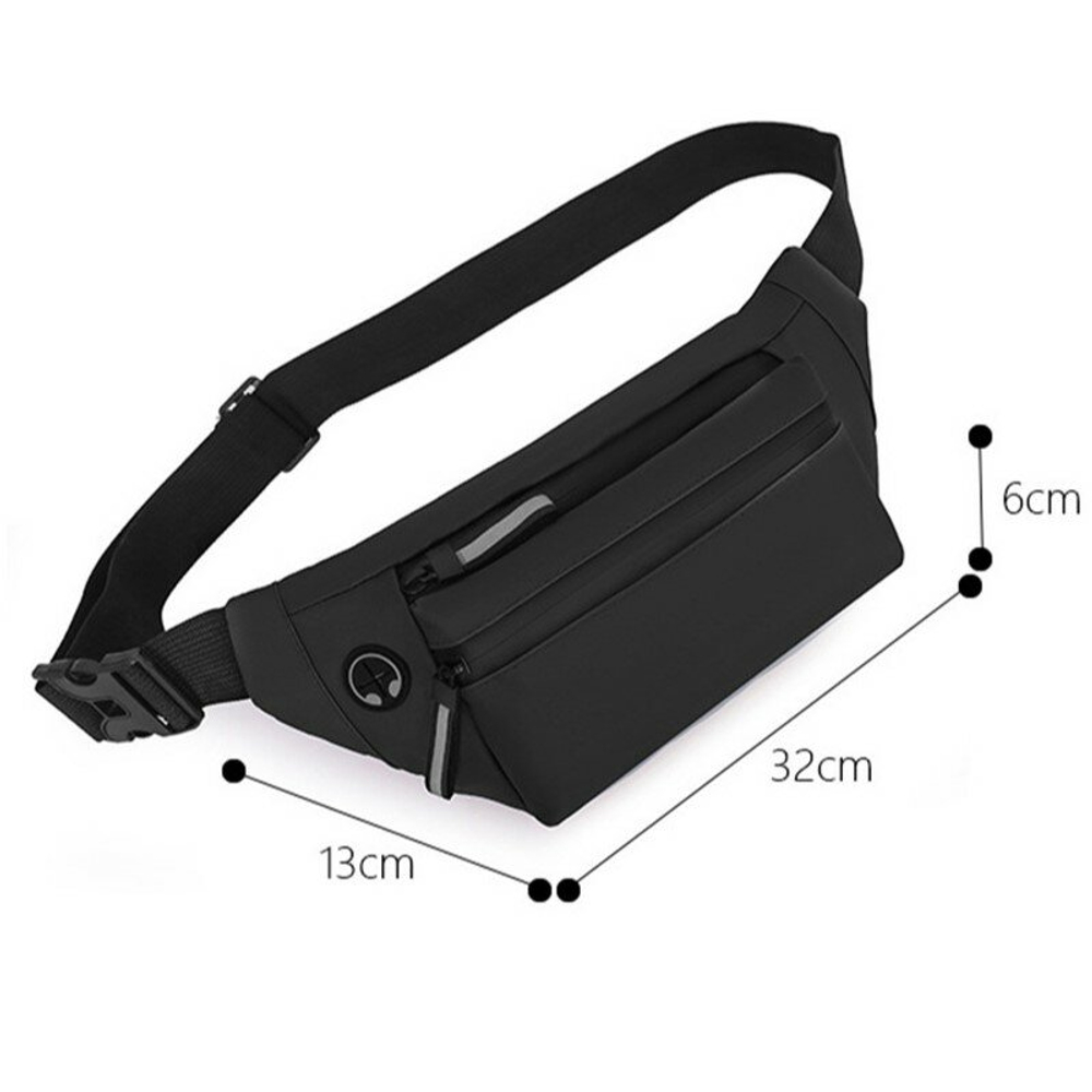 Сумка на пояс мужская через плечо на плечо поясная для документов спортивная, черная