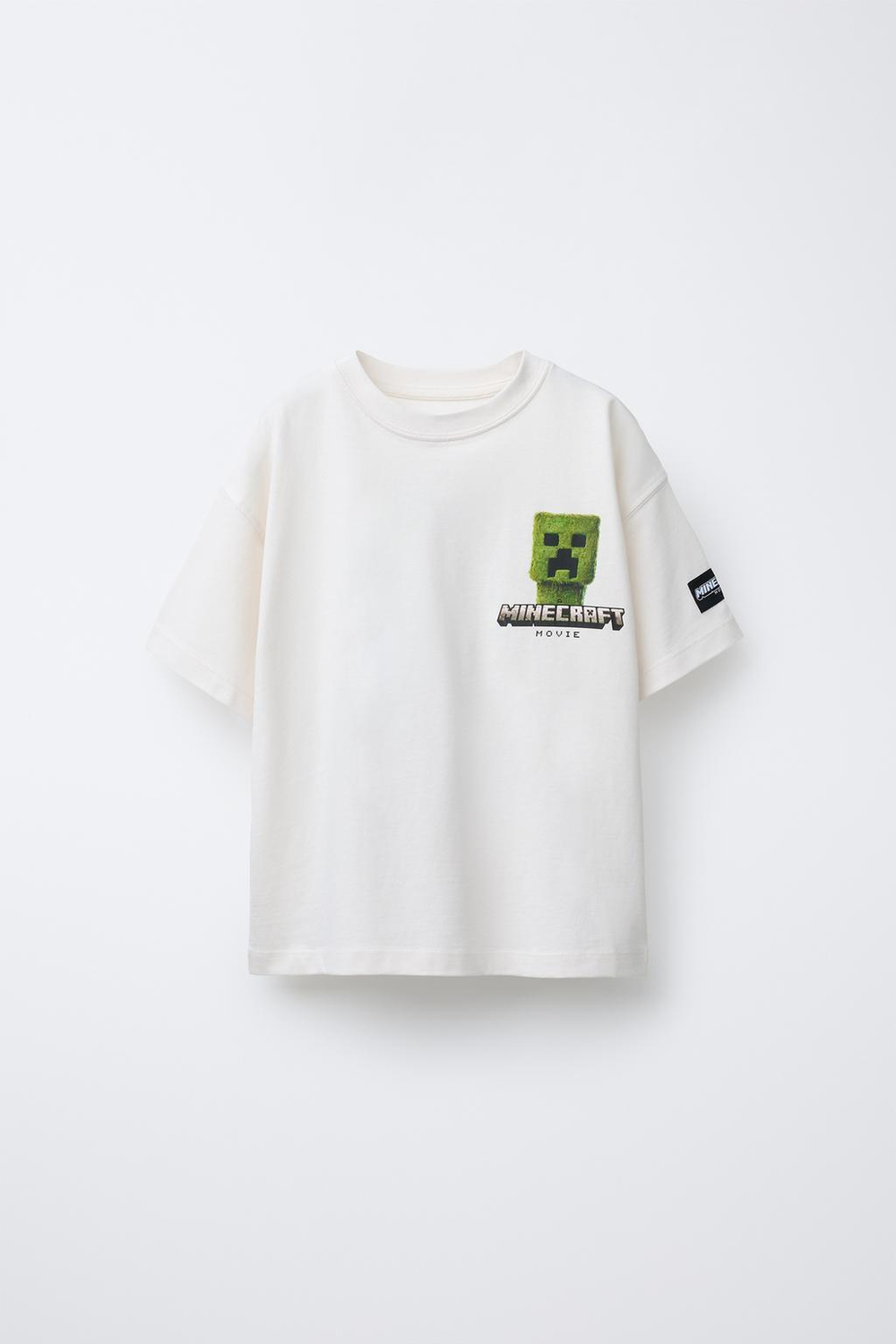 ZARA ФУТБОЛКА С ПРИНТОМ MINECRAFT © MOJANG AB. ™, ЖЕЛТОВАТО-БЕЛЫЙ