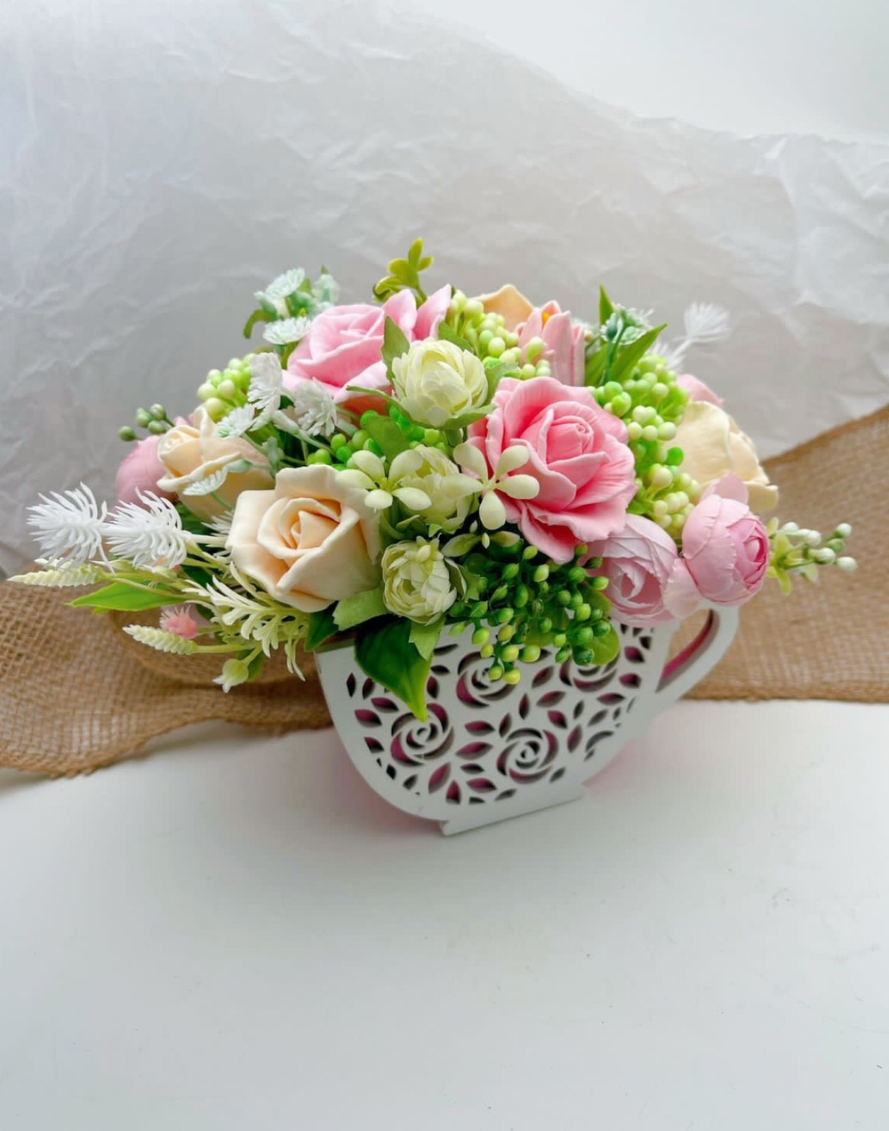 Букет из мыла ручной работы «Шебби Роуз» фото