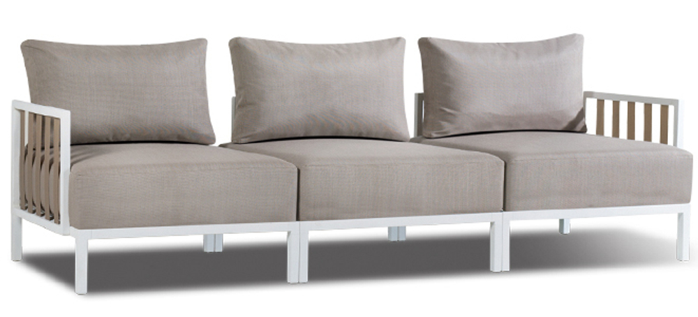 Диван модульный Papatya Slim Stripe, белый, бежевый
