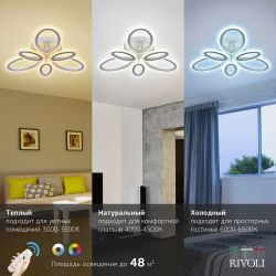 Светильник потолочный Rivoli Kora 6048-106 светодиодный с пультом 96 Вт 3000К-6000К LED модерн | Интерьерные светодиодные светильники