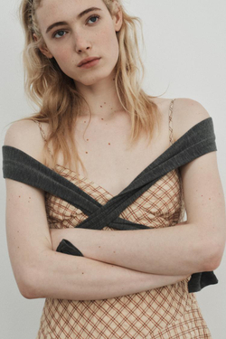 ZARA КОРОТКОЕ ПЛАТЬЕ В КЛЕТКУ С КРУЖЕВОМ, РАЗНОЦВЕТНЫЙ