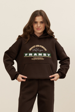 Худи 02 EMPATHY AND SYMPATHY, с начесом, горький шоколад