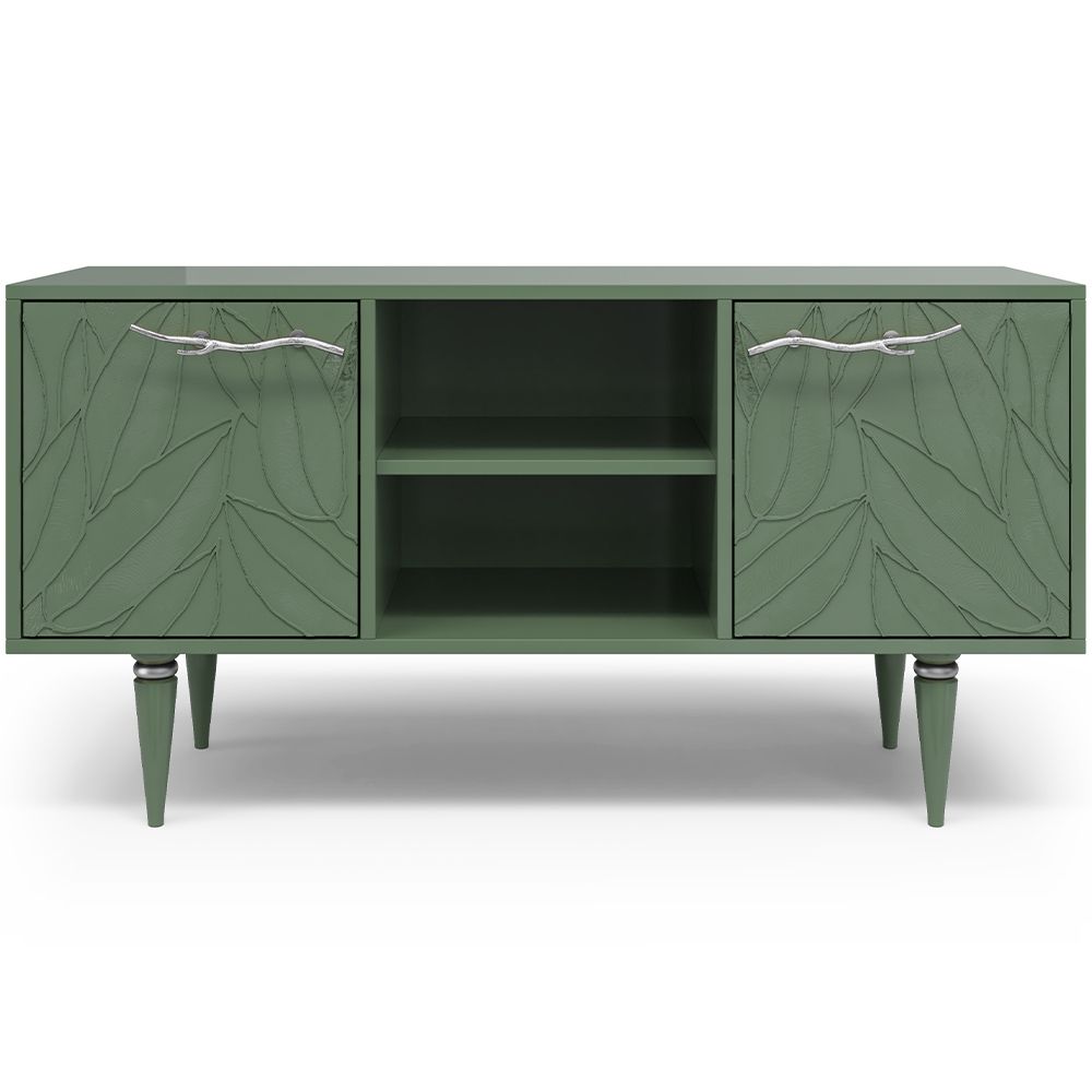 Тумба под ТВ Арт Колор leaves 117см Классик Сильвер Зеленый нефрит