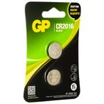 Батарейки литиевые GP Lithium CR2016 "таблетки, дисковые, кнопочные" КОМПЛЕКТ 2 шт., блистер, CR2016-2CRU2