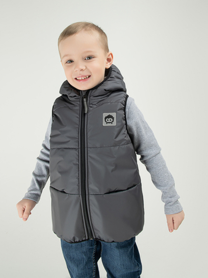 Жилет утепленный с капюшоном "Дымчатый"