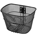 Велокорзина JL-072  передняя стальная чёрная с логотипом STELS, размер 34,5х26,5х24 см, стойки для 28" с креплением за ось втулок, арт. 270054