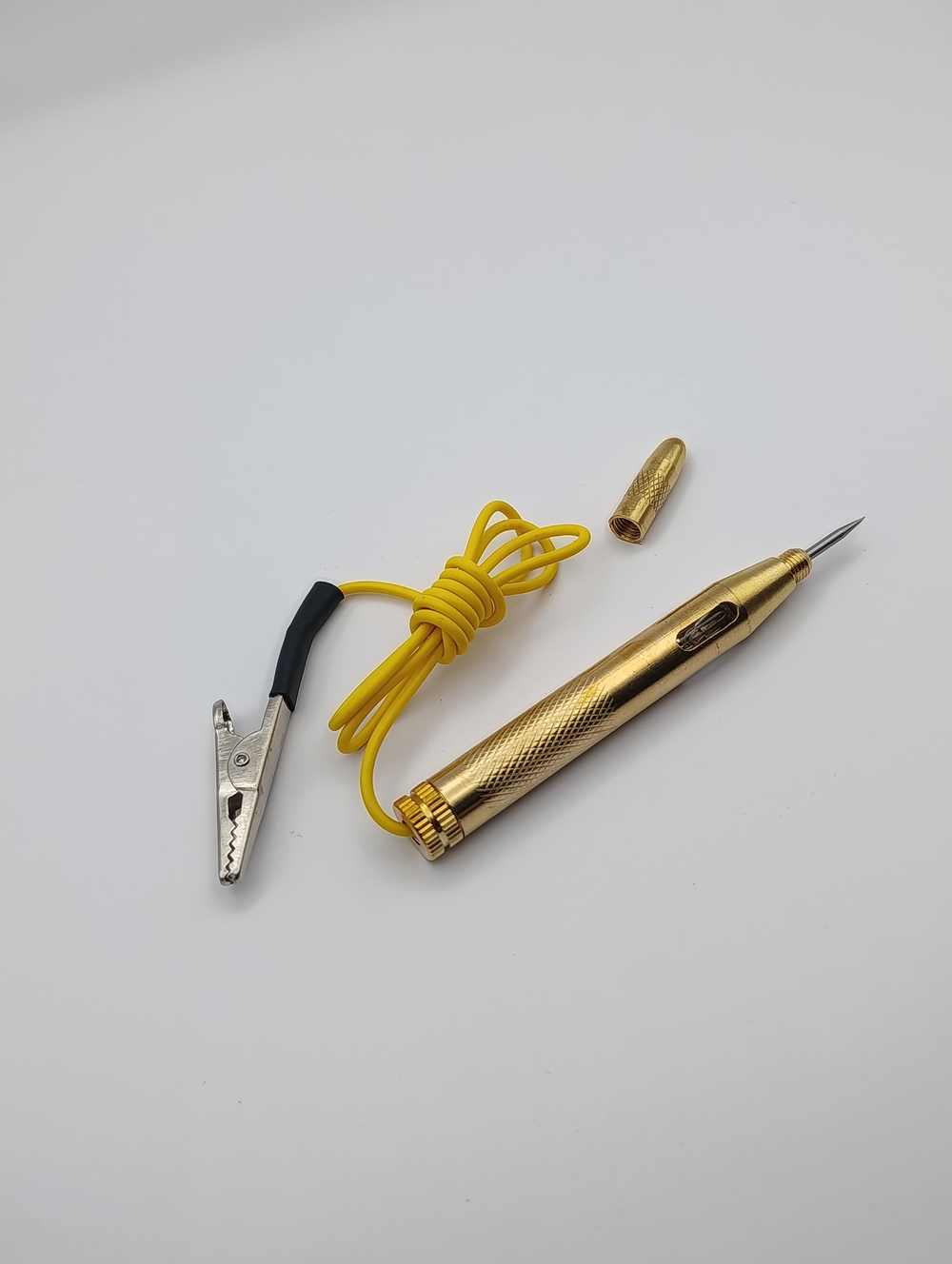 Тестер напряжения автомобильный игла с индикатором 6-12-24V ЛАТУННЫЙ