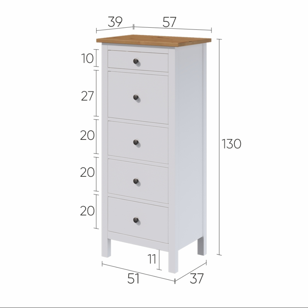 Комод с 5 ящиками деревянный, Хемнэс Hemnes/ Кымор, 57х39х160 см,белый/светло-коричневый