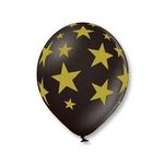 Шар (14"/36 см) Шелкография металлик, Звезды золот-090 25 шт.