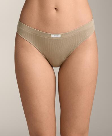 OYSHO Набор из двух трусиков-стрингов из хлопковой смеси в рубчик с логотипом, лаймовый зеленый