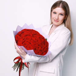 Букет РУБИНОВЫЕ УКРАШЕНИЯ из 35 красных роз. Букет 7157