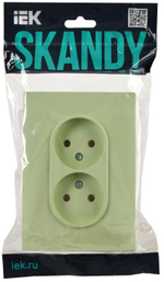 SKANDY Розетка 2-местная без заземления без защитных шторок 10А в сборе SK-R10G мятный IEK