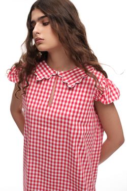 Платье мини в клетку (Биркин), красное