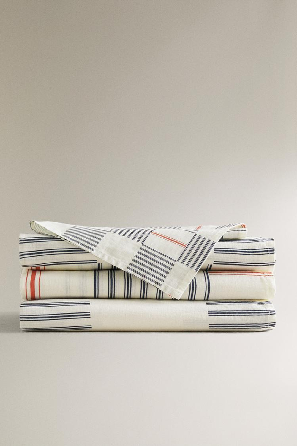 ZARA HOME ЛЬНЯНАЯ СКАТЕРТЬ С РИСУНКОМ, СИНИЙ