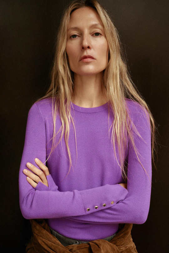 ZARA БАЗОВЫЙ ОДНОТОННЫЙ ДЖЕМПЕР, ПУРПУРНЫЙ