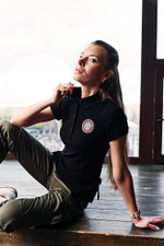 Поло женское чёрное "Череда" (Пике)