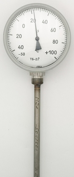 Термометр биметаллический ТБ-2Р (-50+100) 200мм, G1/2, 1.5, радиальный,показывающий