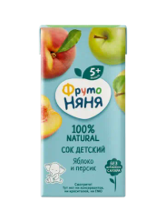 FRUTONANNY. Сок ФрутоНяня яблочно-персиковый 200 мл.