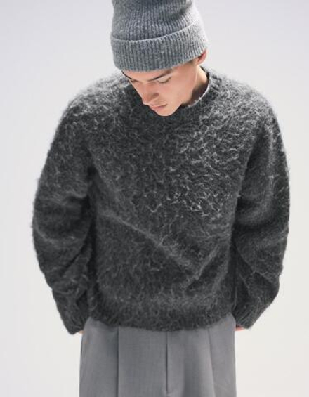 BERSHKA CВИТЕР, ТЕМНО-СЕРЫЙ